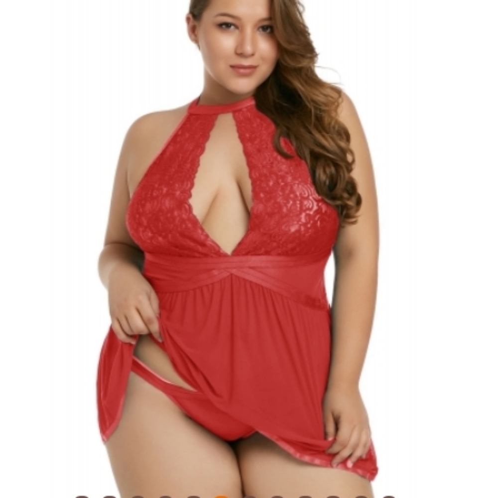 plus size sheer fantasy babydoll set